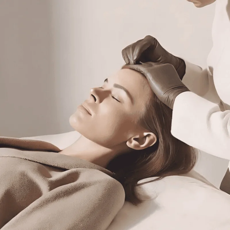 Anti-wrinkle treatment on the forehead
