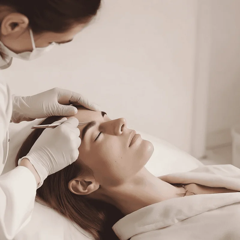 Frown line treatment between the eyebrows